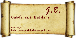 Gabányi Balár névjegykártya
